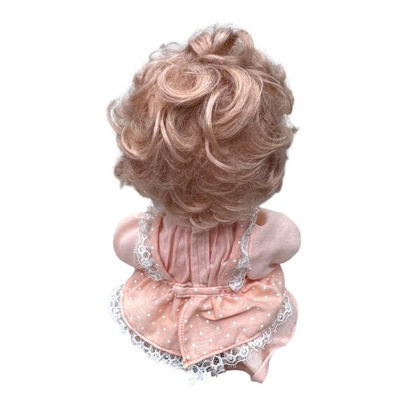 Vintage 1970s Baby Doll Blonde Curly Hair & Pink Dress 12" Sleepy Blue Eyes Girl - Picture 3 of 6